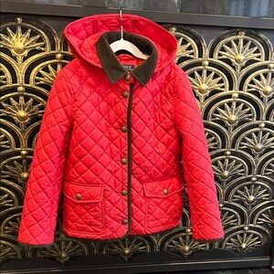 Polo Ralph Lauren Quilted Red Puffer with Brown Collar